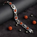 Silver Plated Pyrite and Rudraksha Bracelet Unisex Spiritual Jewelry for Positive Energy and Protection India’s Largest Puja Accessories Brand- www.satvikstore.in