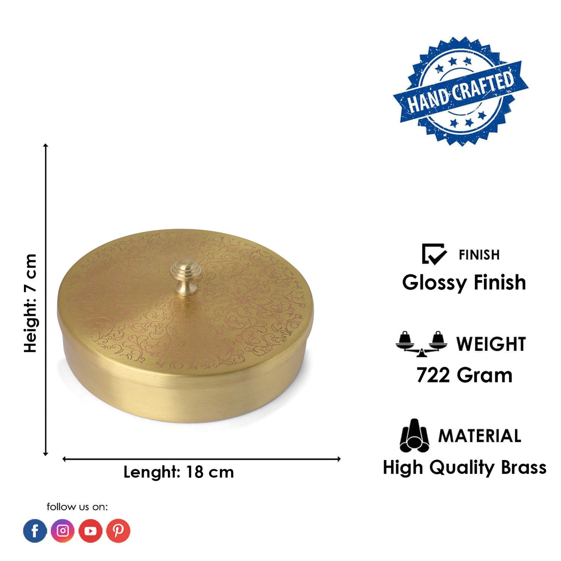 Brass Pooja Samagridaan (7 Containers) with Spoon Puja Organizer