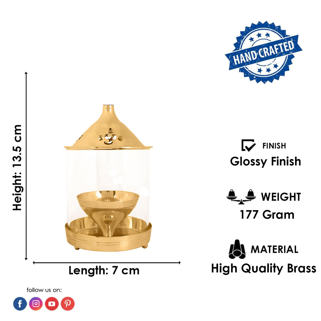 Pure Brass Kanchdeep Akhand Chimney Diya
