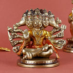 3.5 Inch Stylistic Brass Panchmukhi Hanuman Idol featuring five intricately crafted faces, symbolizing divine protection, strength, and spiritual power – perfect for home temple and sacred décor. No.1 Brass Idol Store www.satvikstore.in 