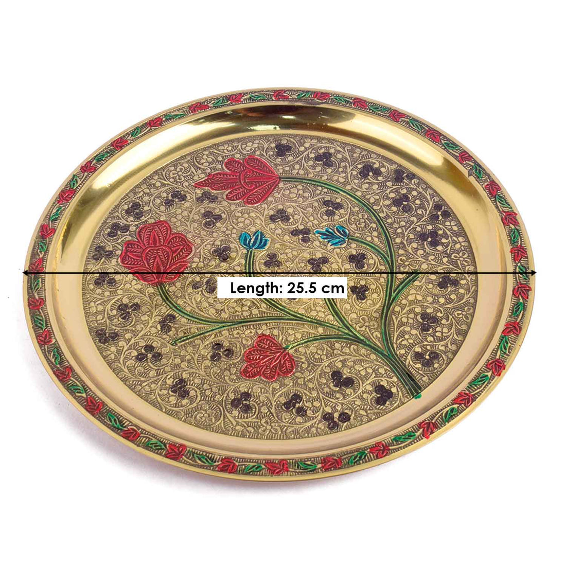 Ravishing 8 Pc Brass Puja Thali Set with Premium Velvet Box (10 Inch)