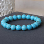 Turquoise Firoza healing stone bracelet with natural 8mm blue beads. India’s Largest Pooja Accessories Brand - www.satvikstore.in