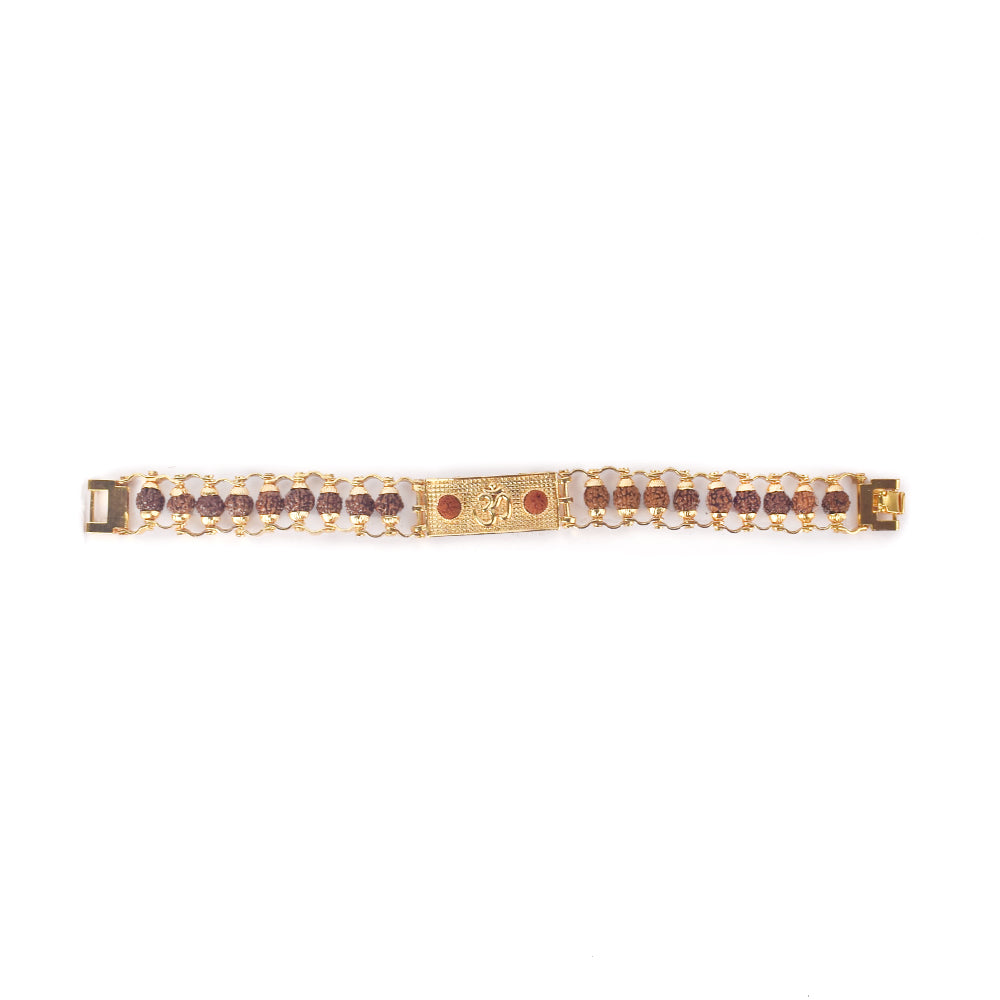 PVD Gold Platted Rudraksha Bracelet with Om