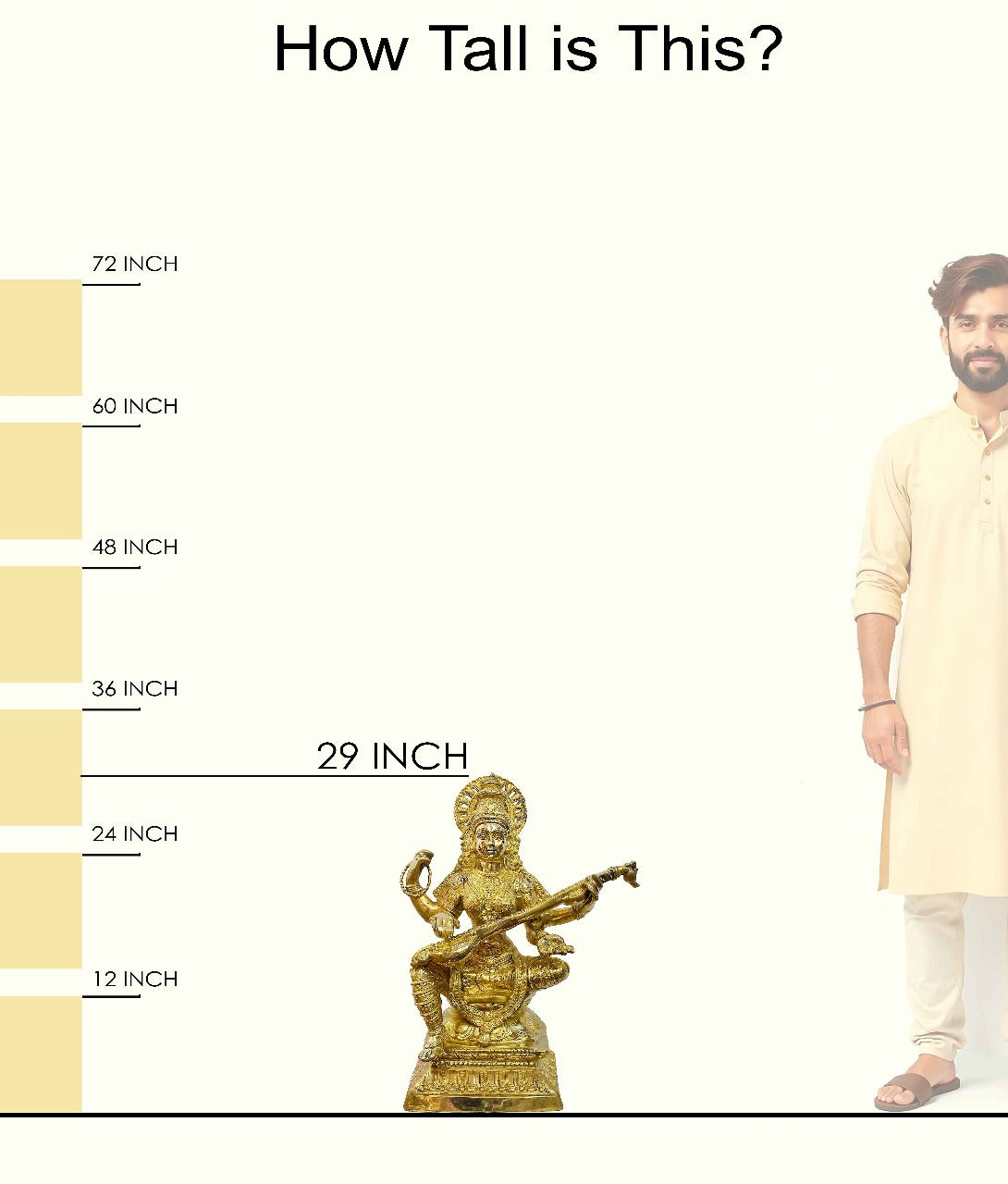 Handcrafted Large Brass Saraswati Idol | Best for VIP Gift & Big Premium Gift | Divine Goddess Saraswati Statue with Glossy Finish | 75 cm Height, 30.65 kg Weight | Best for Your Temple & Home Puja Decor | High-Quality Brass Murti for Worship | Premium Puja Collection by Satvikstore.in