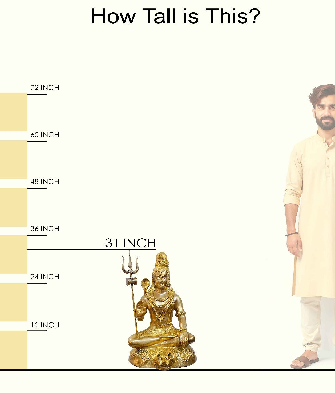 31 Inch Large Brass Shiv Seated Idol with Trishul & Damaru