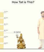 31 Inch Large Brass Shiv Seated Idol with Trishul & Damaru