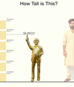 A handcrafted large brass statue of Dr. Bheemrao Ambedkar standing with a book and pointing upwards, wearing glasses and a suit, glossy finish, weight 71100 grams, height 146 cm, length 43 cm. Best for VIP Gift, best for big premium gift, best for your office, best for educational institutions, symbol of social justice. India's Largest Puja Accessories Brand - Satvik No. 1 Brass Idol Collection 