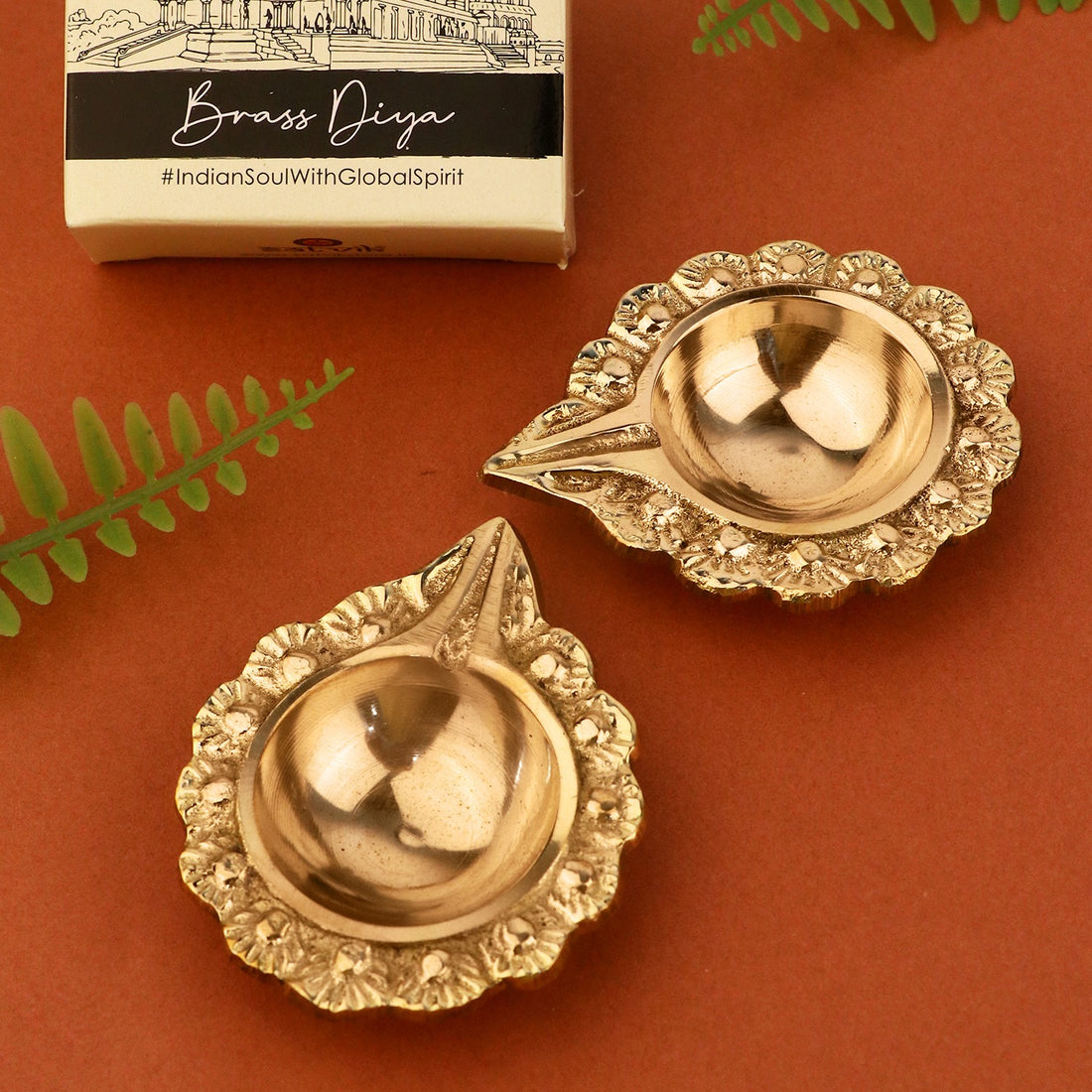 Adorable Floral Brass Laxmi Diya