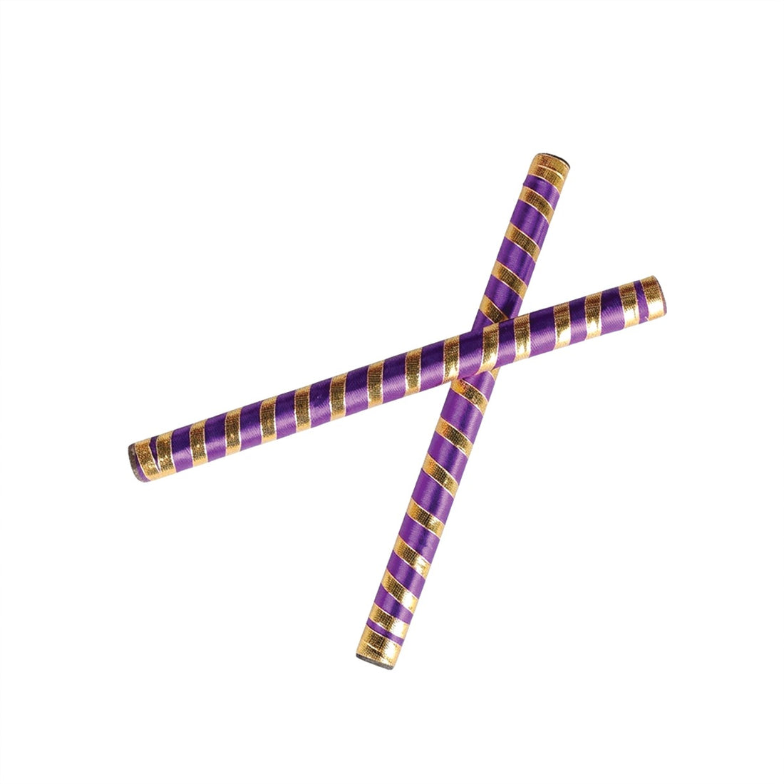 Handcrafted Purple & Gold Silk Ribbon Wrapped Wooden Dandiya Sticks