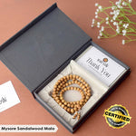 Certified 12mm 100% Original Authentic Mysore White Sandalwood (Chandan) Jap Mala