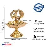 3–3.5 Inch Peacock Brass Diya (Small)– Elegant Brass Oil Lamp