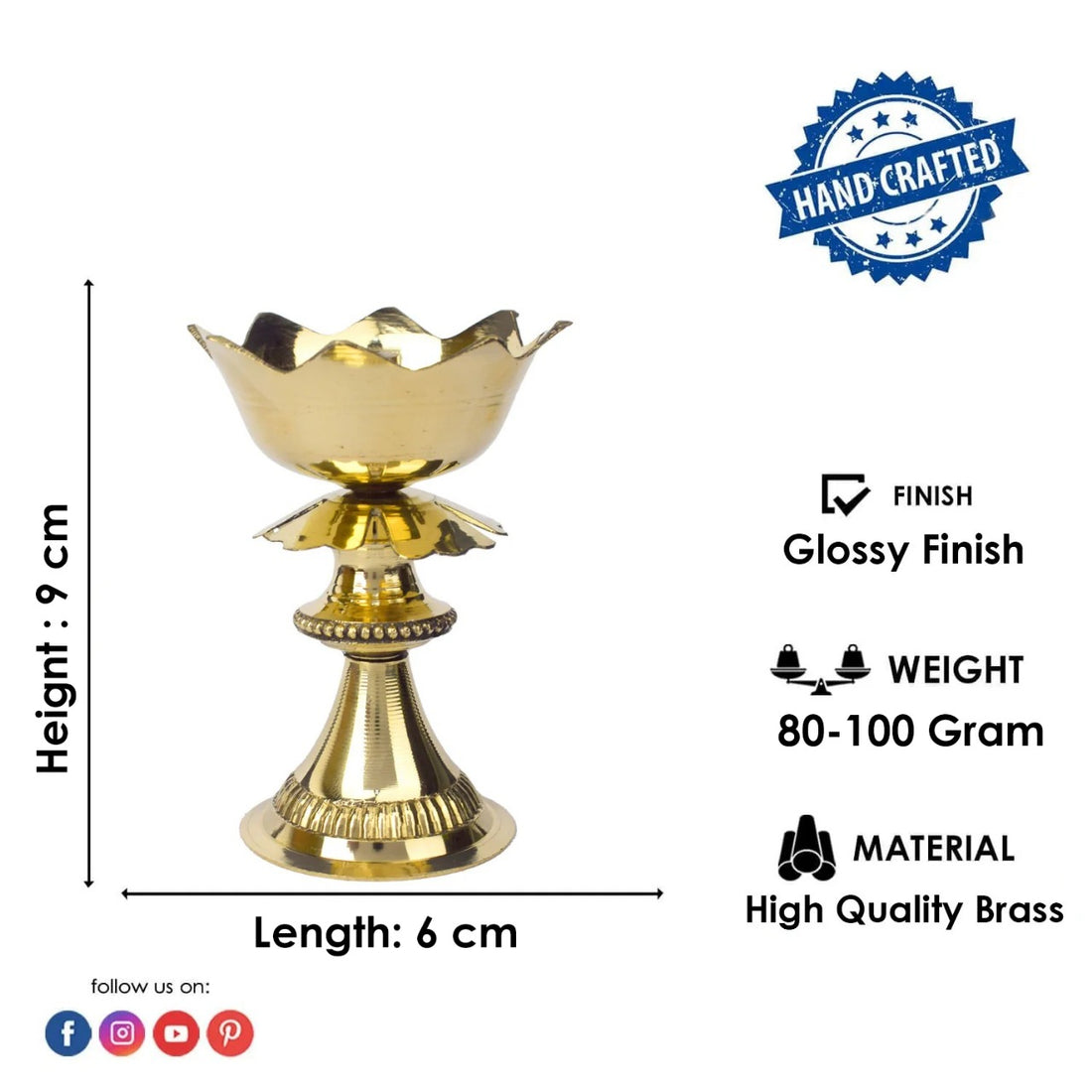 3.5 Inch Kamal Stand Brass Diya – Antique Brass Oil Lamp