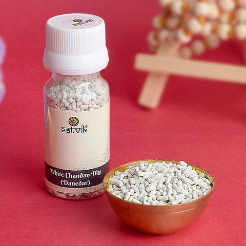 White Chandan/Gopi Chandan Tika (Safed Chandan Tilak) Danedar in powdered form for religious tilak application, perfect for puja and spiritual rituals – India’s Largest Pooja Accessories Brand – www.satvikstore.in