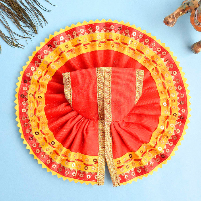 Yellow-Red Laddu Gopal Dress with Sequin Border – India’s Largest Pooja Accessories Brand – www.satvikstore.in