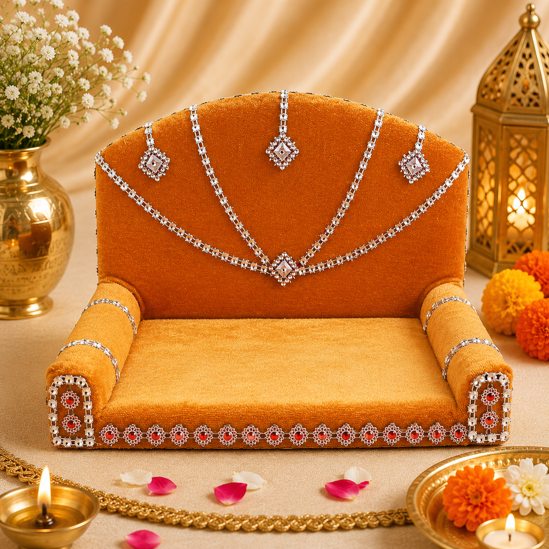 Laddu Gopal's Velvet Charisma: A Sacred Singhasan - Large