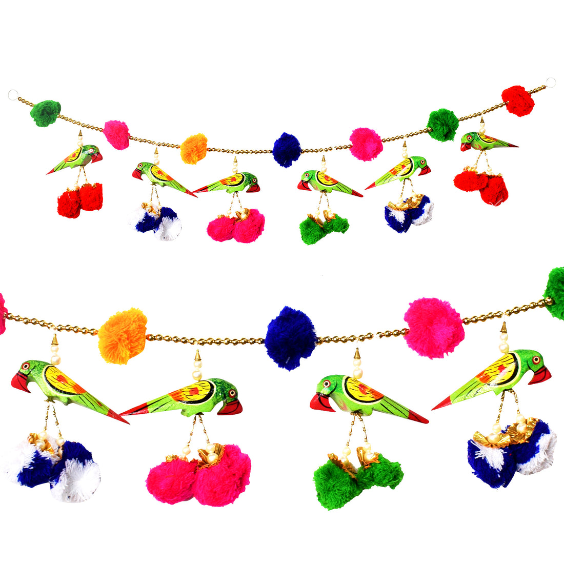 Parrot Puppets Pom Pom Toran Bandhanwar For Entrance Door
