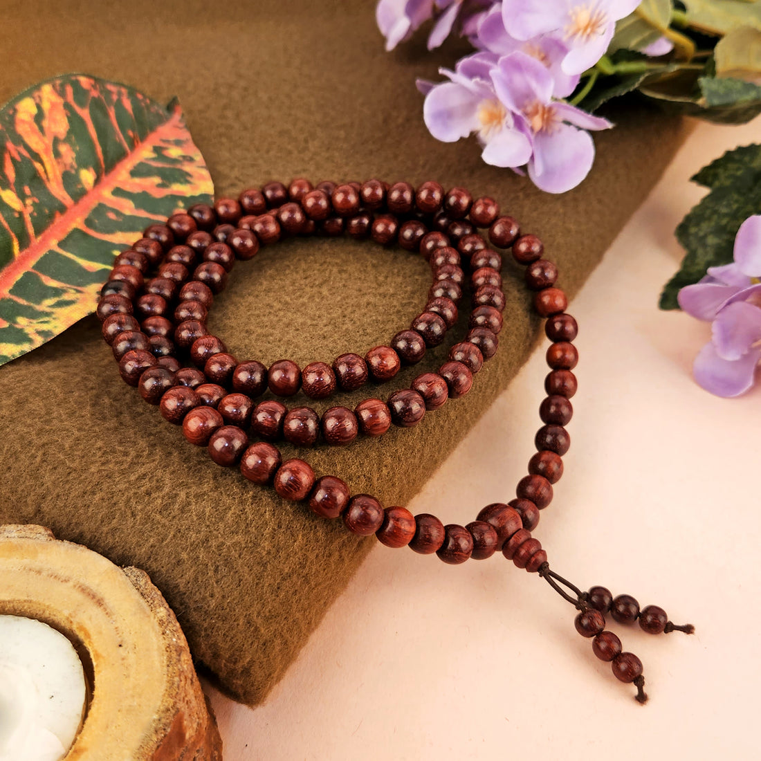 Certified 8mm 100% Original Authentic Pure Red Sandalwood Jap Mala (Andhra Pradesh)
