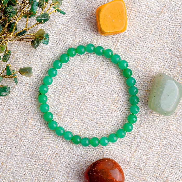 Authentic Green Aventurine Crystal Bracelet for Reiki Healing with 6mm Beads for Luck and Prosperity. India’s Largest Pooja Accessories Brand – www.satvikstore.in