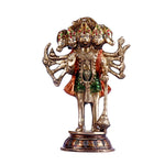 10.2 Inch Handcrafts Brass Panchmukhi Hanuman Standing Statue