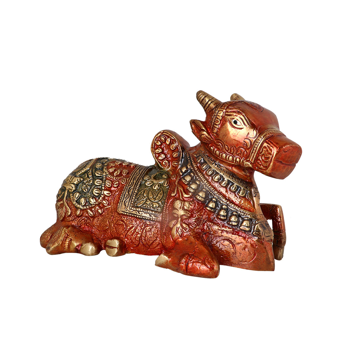 4.5 Inch Artistic Brass Nandi Cow (Green)
