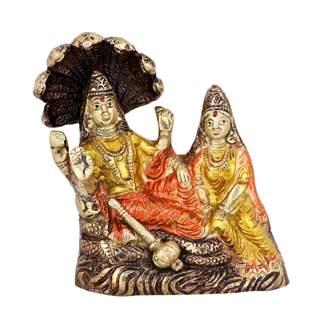 2.3 Inch Brass Vishnu Laxmi Statue- Small