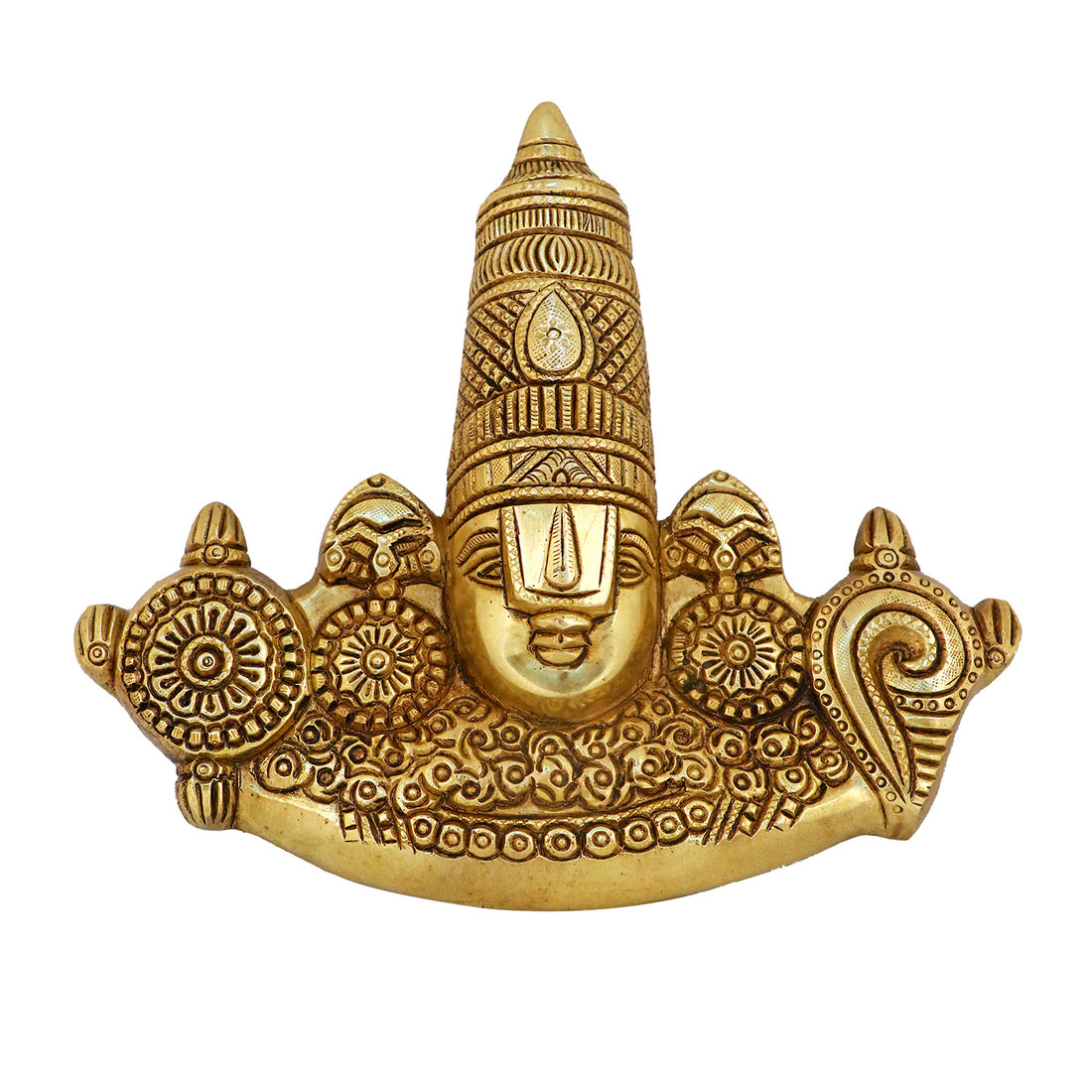 7.9 Inch Brass Tirupati Balaji Maharaj Face Wall Hanging Small