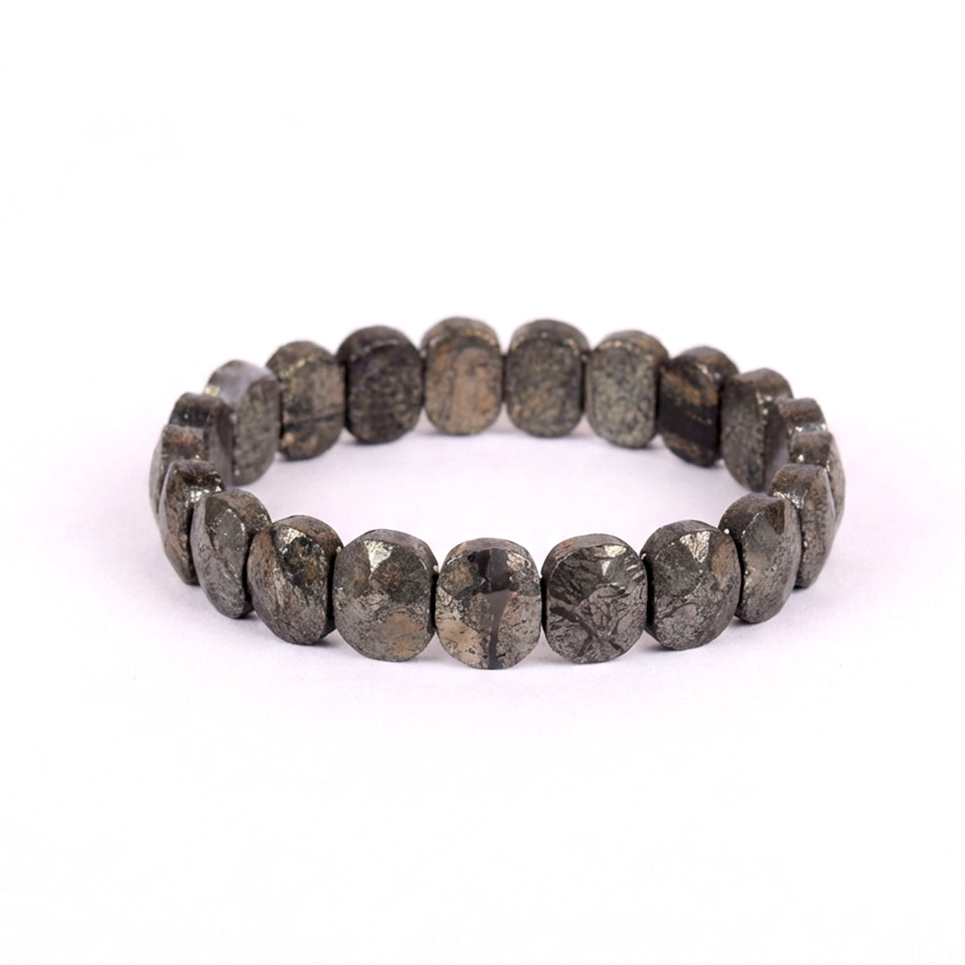 Flat Beaded Pyrite Stone Bracelet Stylish Spiritual Wear
