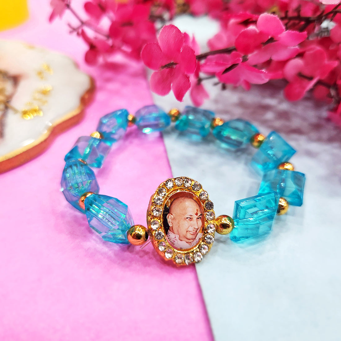 Blue Beaded Guru Ji Maharaj Handmade Bracelets for Men and Women