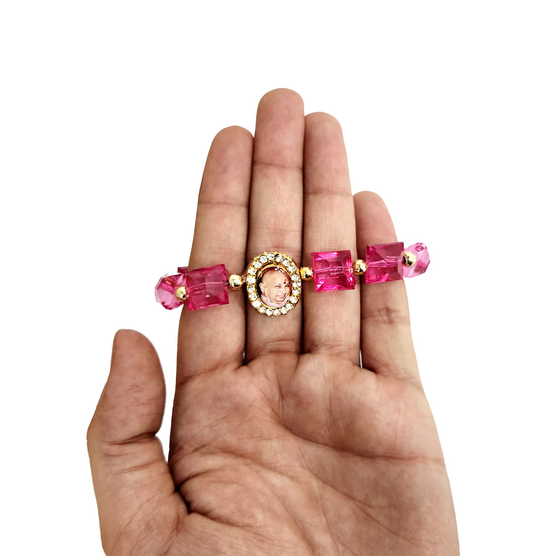 Pink Beaded Guru Ji Maharaj Handmade Bracelets for Men and Women