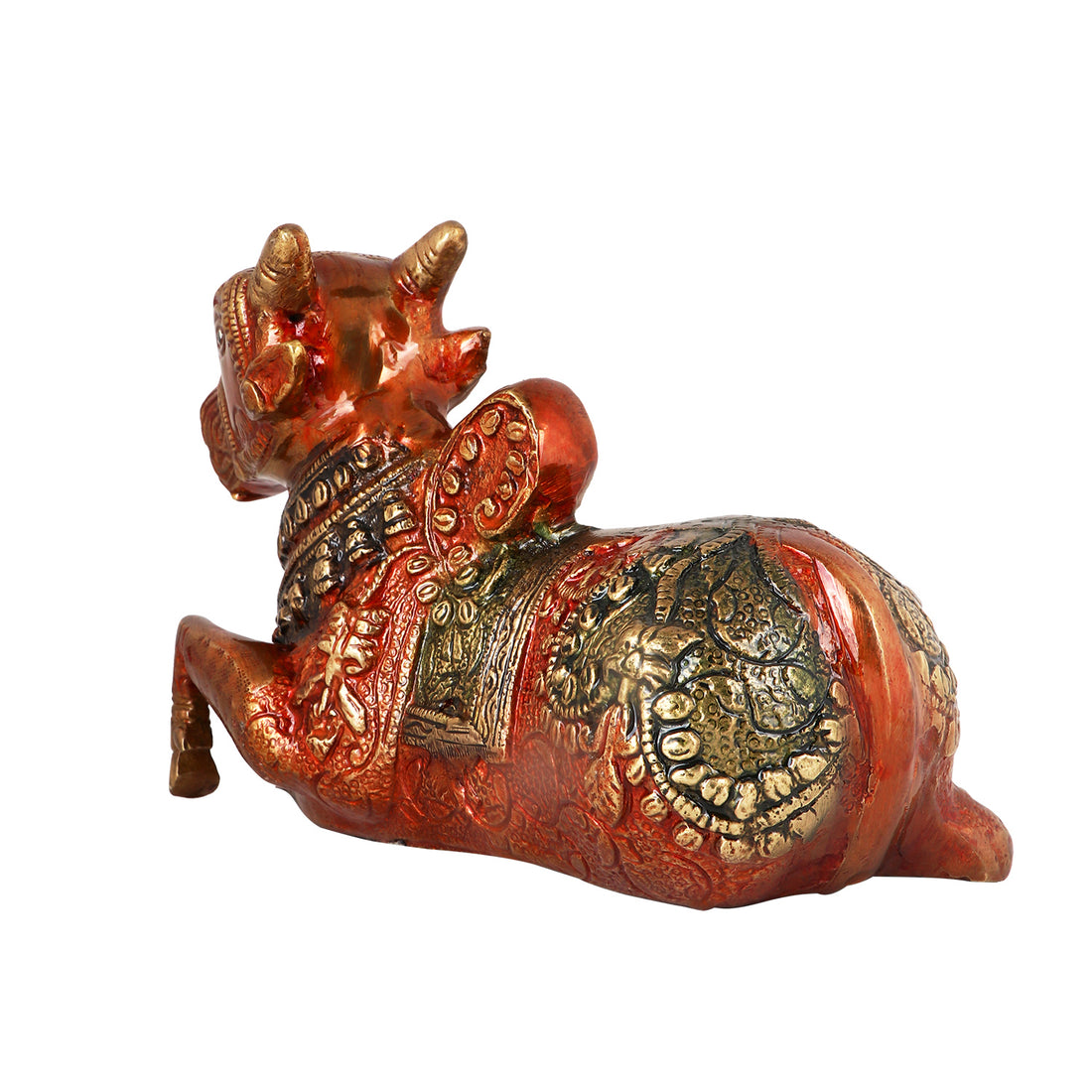 4.5 Inch Artistic Brass Nandi Cow (Green)