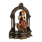 10.5 Inch Brass Krishna With Cow And Flute Idol