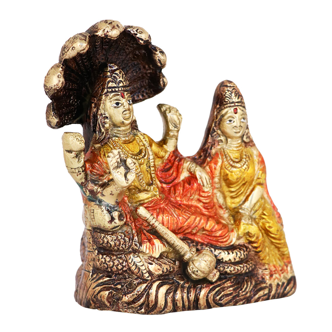 2.3 Inch Brass Vishnu Laxmi Statue- Small