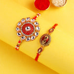 Auspicious Kundan Rakhi for a Revered Connection (Set of 2)