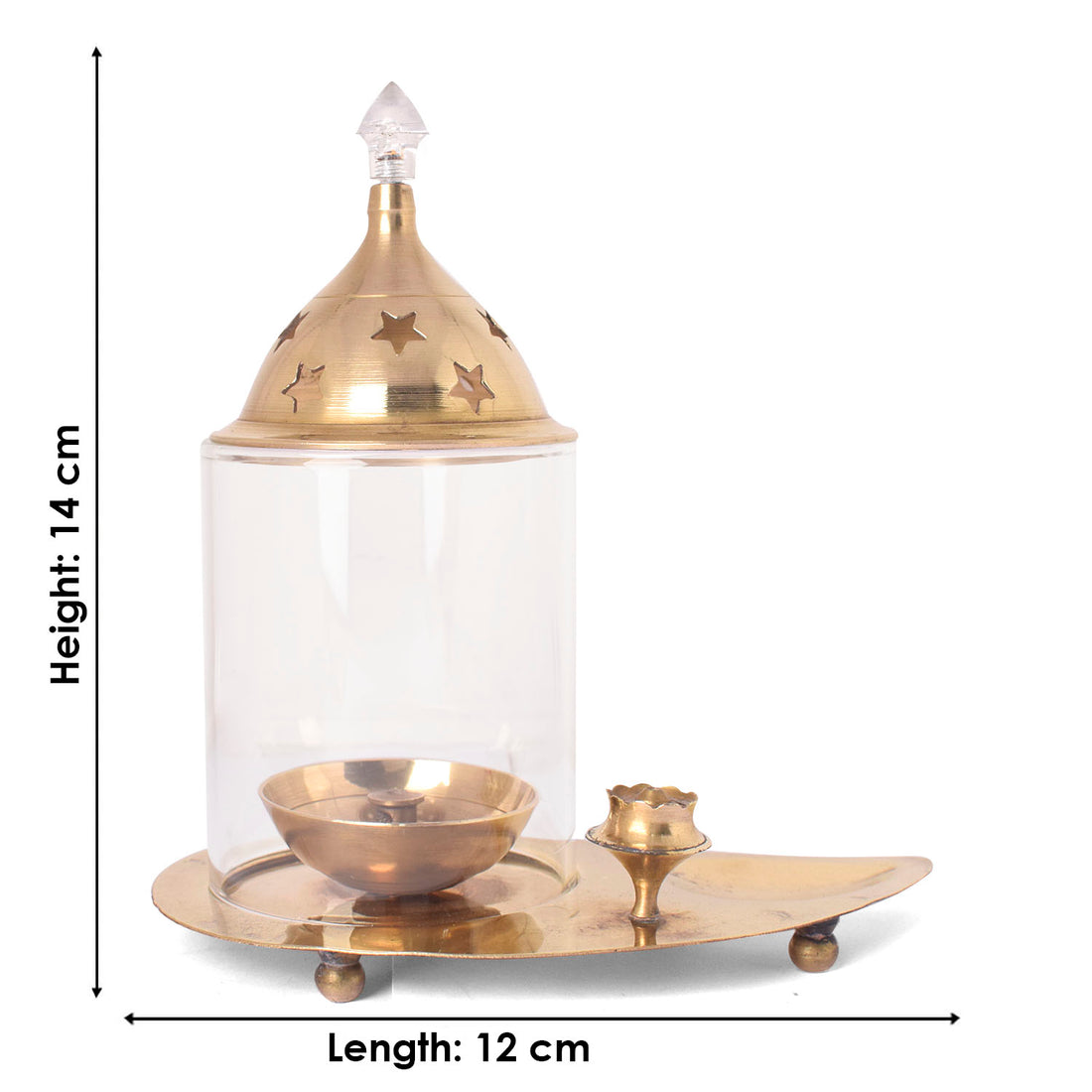 Brass Leaf Akhand Diya With Incense Holder