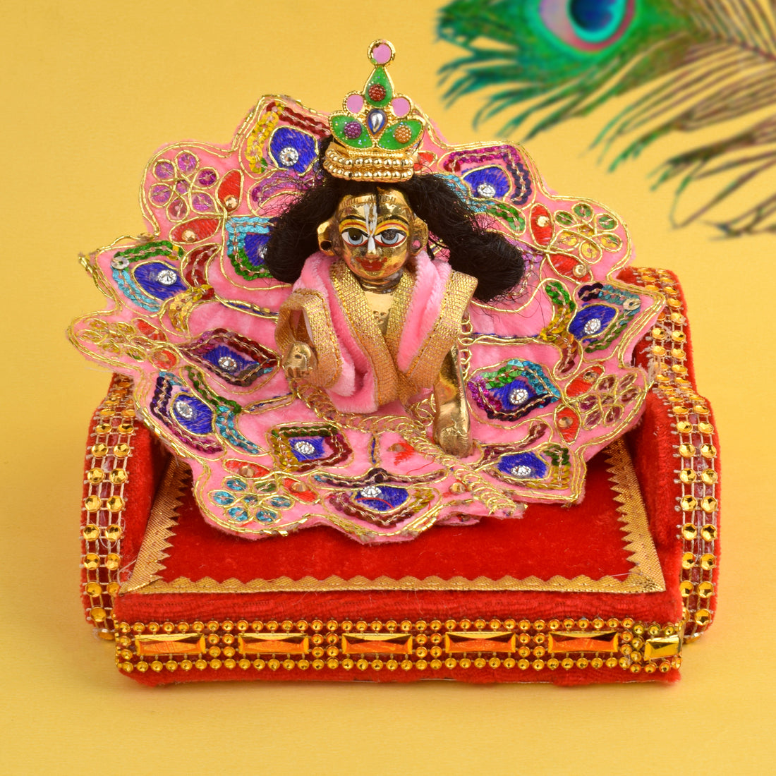 Laddu Gopal's Royal Velvet Bed