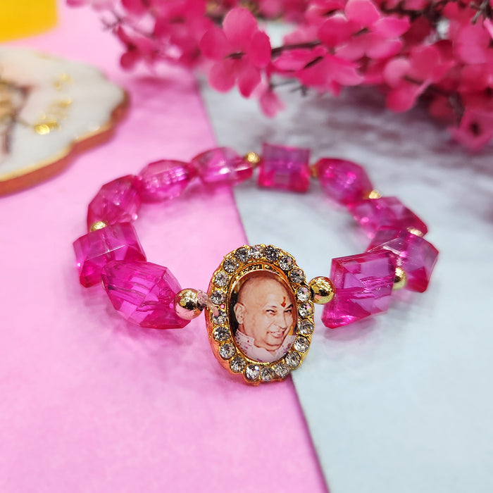 Pink Beaded Guru Ji Maharaj Handmade Bracelets for Men and Women