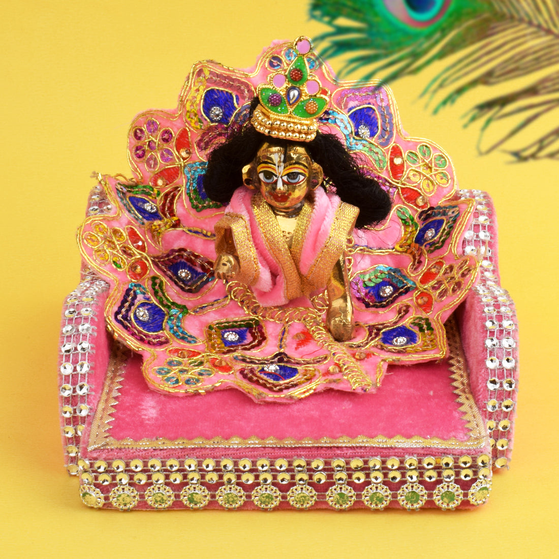 Laddu Gopal's Royal Velvet Bed