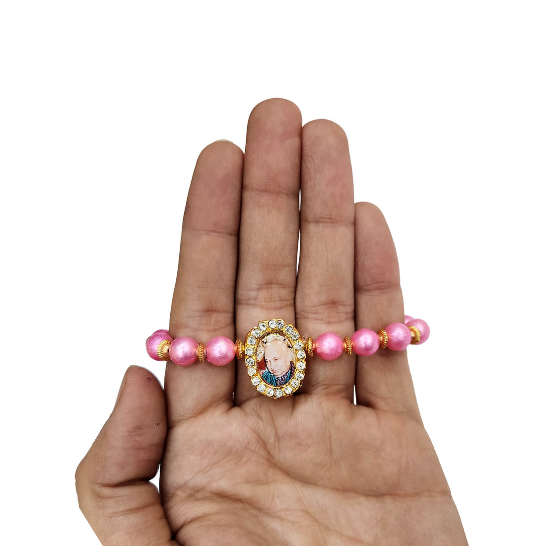 Pink Beaded Guru Ji Maharaj Handmade Bracelets for Men and Women