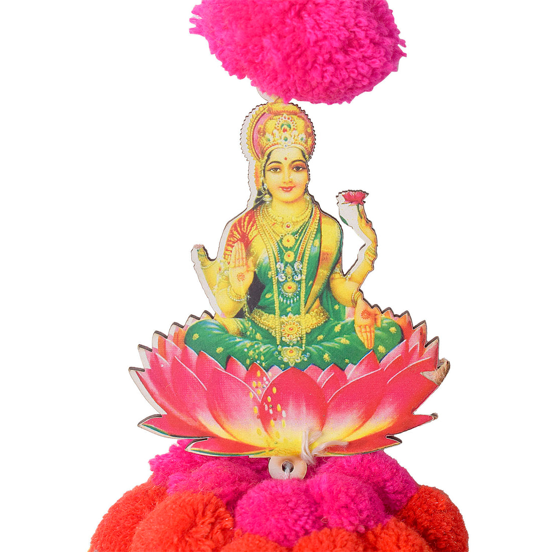 Colorful Pom Pom Wall Hanging with Ganesha & Lakshmi – Pair Decor