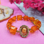 Orange Beaded Guru Ji Maharaj Handmade Bracelets for Men and Women