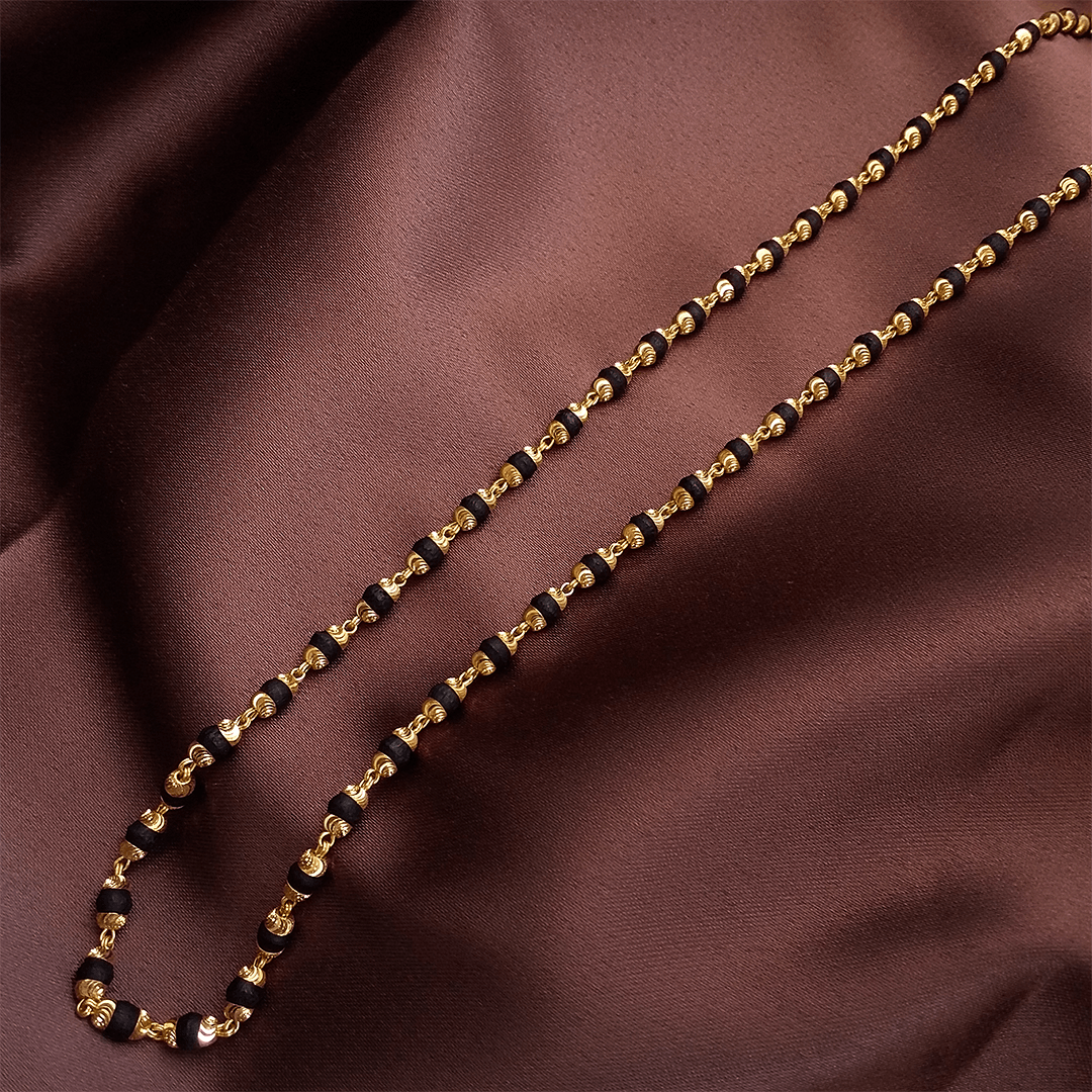 Hallmarked 22K Pure Gold Govt. Certified Karungali Mala/ Black Ebony Beads