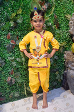 Krishna costume for kids with simple cotton yellow kurti and yellow dhoti – India’s Largest Pooja Accessories Brand satvikstore.in