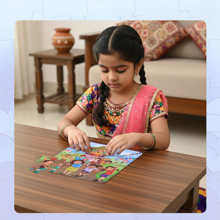 Ganesha with Kids Jigsaw Puzzle for Children's Learning and Fun