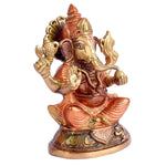 7.5 Inch Chaturbhuj Ganesha Pure Brass Idol