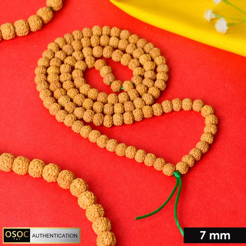 5 Mukhi Semi Pathariya 7 MM Rudraksha Mala – Traditional Spiritual Beads