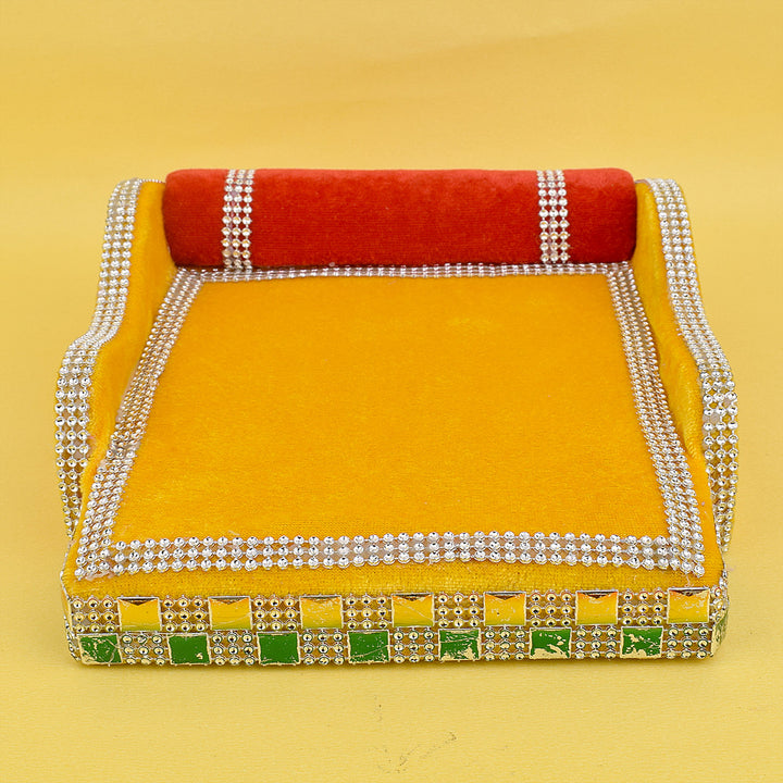 yellow Velvet Bed Large | India’s Largest Pooja Accessories Brand – www.satvikstore.in