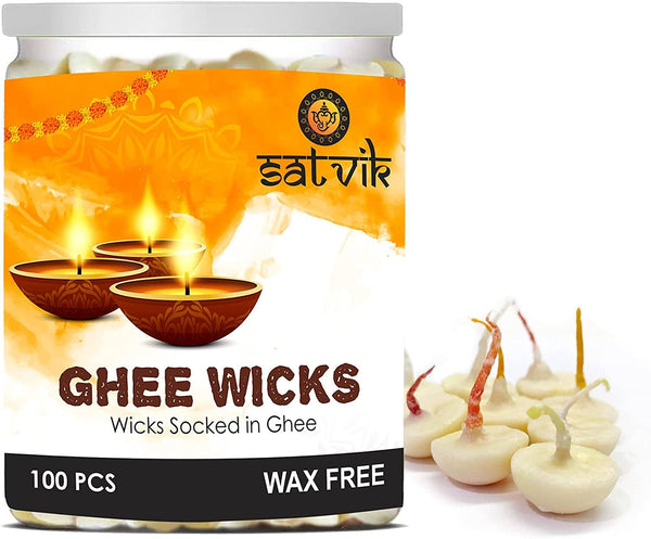 100 Pc Pure Ghee Diya Wicks (Wax Free)