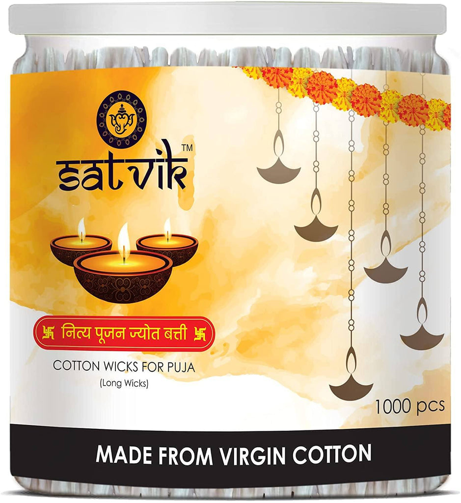 Long Cotton Wicks Jar Pack-1000Pc Puja Store Online Pooja Items Online Puja Samagri Pooja Store near me www.satvikstore.in