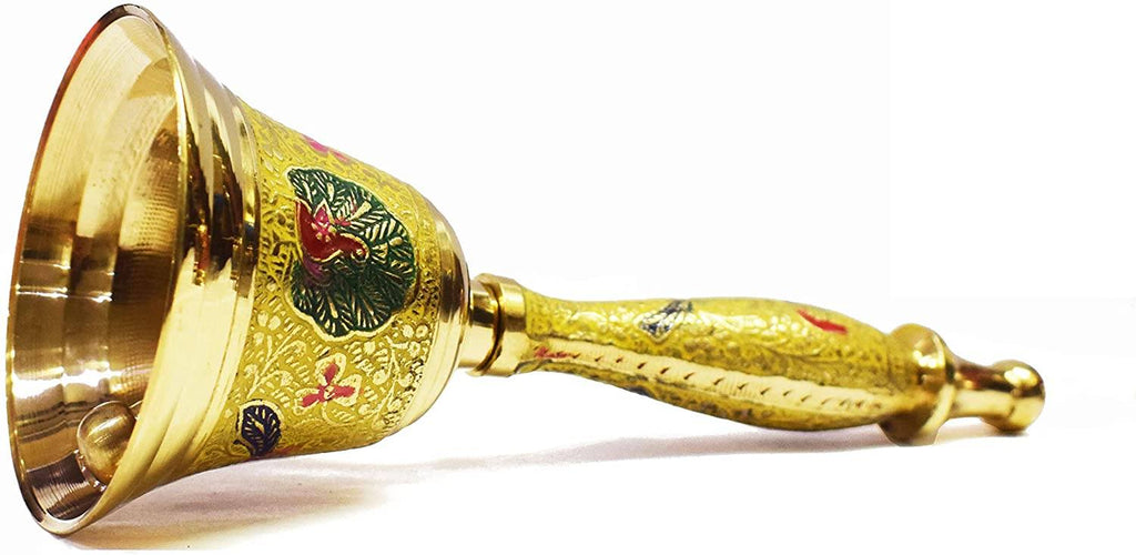Handcrafted Brass Puja Metal Bell (Yellow) Puja Store Online Pooja Items Online Puja Samagri Pooja Store near me www.satvikstore.in