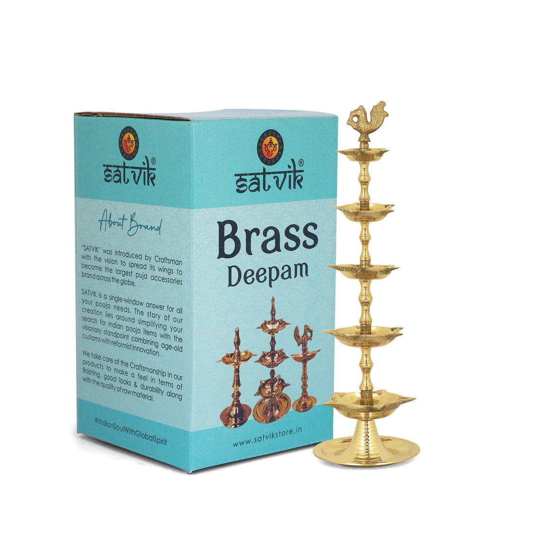 Brass 5 Step Peacock Kerala Diya